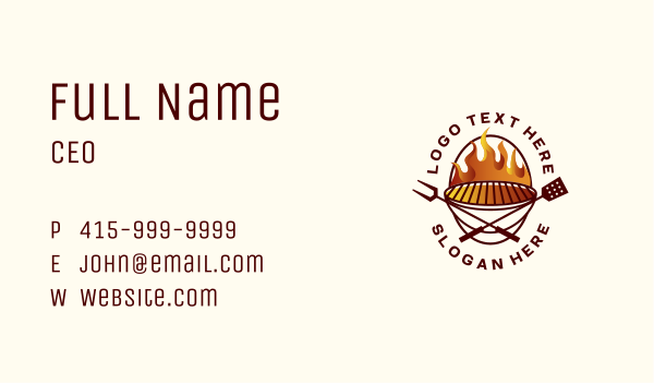 Barbeque Grill Flame Business Card Design Image Preview