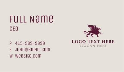 Mythical Griffin Creature Business Card Image Preview