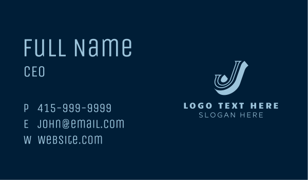 Classic Italic Letter J Business Card Design Image Preview