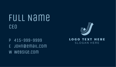 Classic Italic Letter J Business Card Image Preview