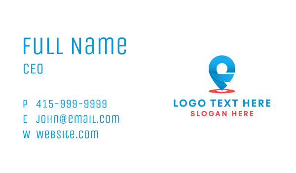 Blue GPS Location Pin Business Card Design Image Preview