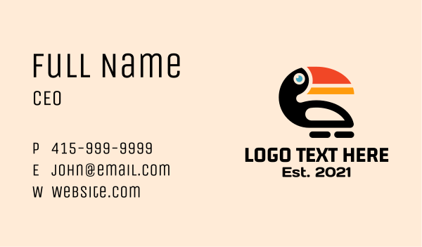 Geometric Toucan Bird  Business Card Design