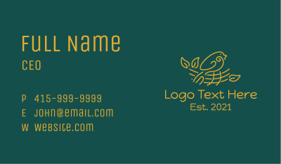 Gold Bird Nest  Business Card Image Preview