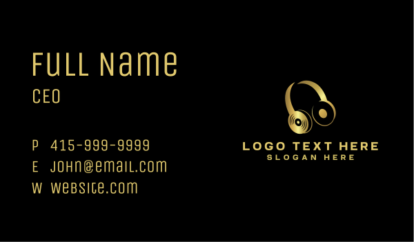 DJ Vinyl Headset Music Business Card Design Image Preview