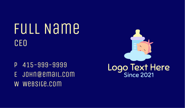 Sleeping Baby Bottle Business Card Design Image Preview