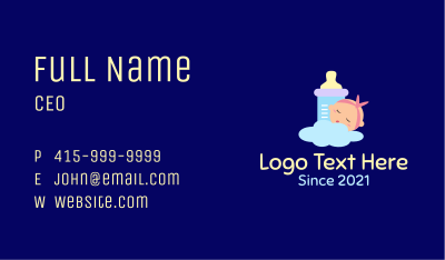 Sleeping Baby Bottle Business Card Image Preview