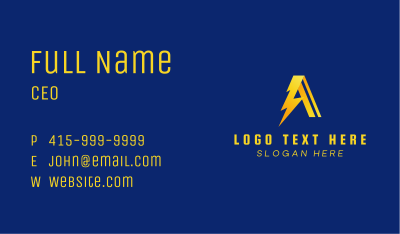 Electric Bolt Letter A  Business Card Image Preview