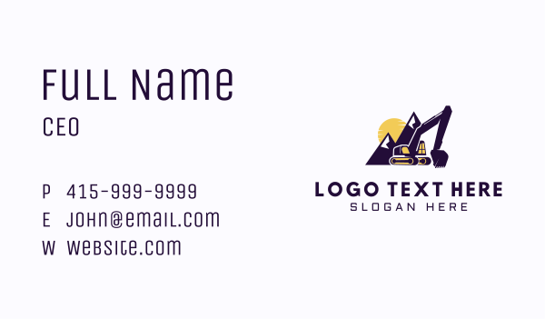 Excavator Mountain Builder Business Card Design Image Preview