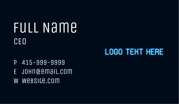 Blue Neon Light Wordmark Business Card Design Image Preview