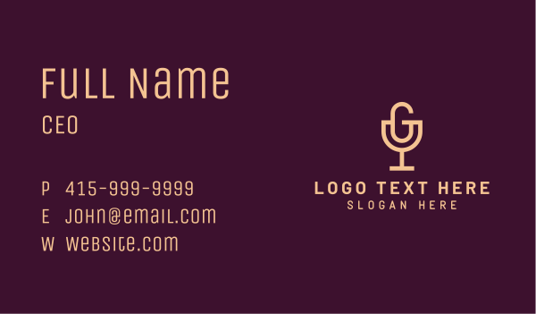 Wine Glass Letter G Podcast Business Card Design Image Preview