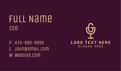 Wine Glass Letter G Podcast Business Card Image Preview