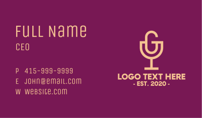 Wine Glass Letter G Podcast Business Card