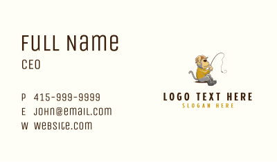 Monkey Fishing Mascot Business Card Image Preview