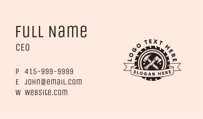 Hammer Axe Woodworking Business Card Image Preview