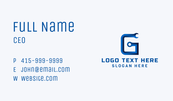 Maintenance Tool Letter G Business Card Design Image Preview