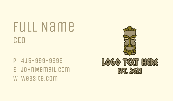 Traditional Tiki Statue Business Card Design Image Preview