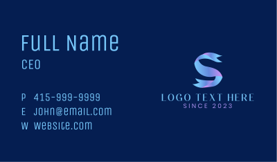 Gradient Letter S Ribbon Business Card Image Preview