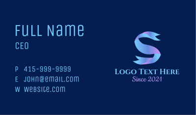 Gradient Letter S Ribbon Business Card