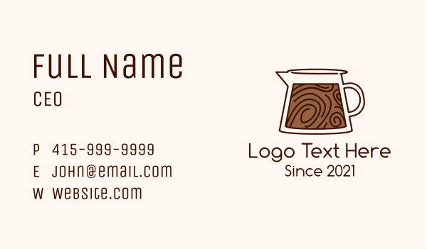 Brown Coffee Carafe Business Card Design