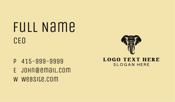 Safari African Elephant  Business Card Design Image Preview