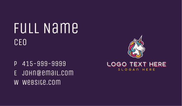 Unicorn Mythical Creature Business Card Design Image Preview