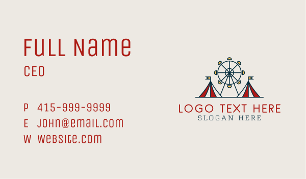 Twin Tent Amusement Park Business Card Design Image Preview