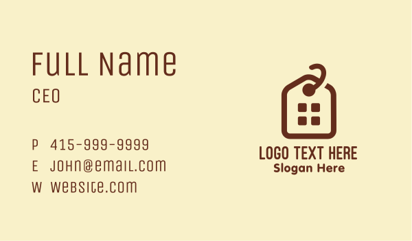 Brown House Sale Tag Business Card Design Image Preview