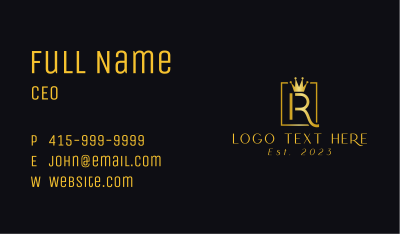 Golden Regal Letter R Business Card Image Preview