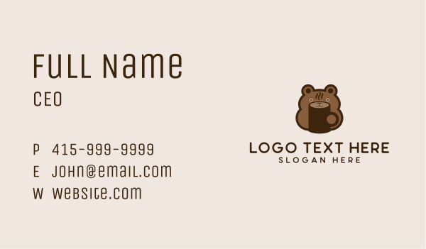 Brown Bear Coffee Mug Business Card Design Image Preview