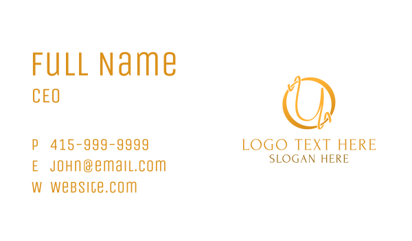 Gold Ribbon Letter U Business Card Design Image Preview