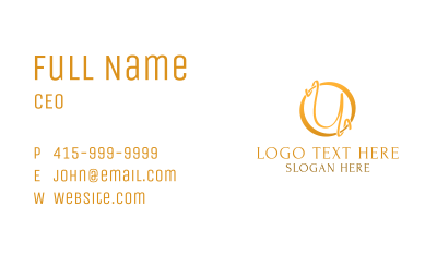 Gold Ribbon Letter U Business Card Image Preview