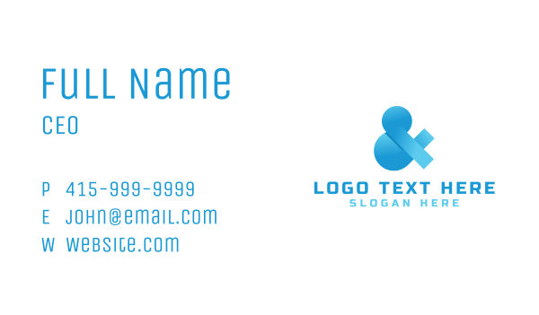 Abstract Blue Ampersand Business Card Design Image Preview