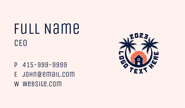 Palm Tree Getaway Business Card Design Image Preview