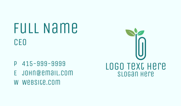 Eco Friendly Paper Clip Business Card Design Image Preview