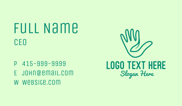 Minimalist Hand Leaf  Business Card Design Image Preview