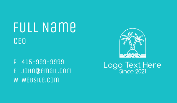 Coconut Tree Summer Island  Business Card Design Image Preview