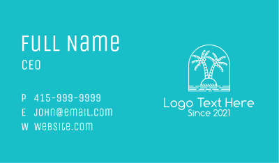 Coconut Tree Summer Island  Business Card Image Preview
