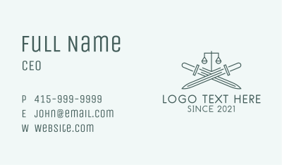 Legal Law Firm Sword Business Card Image Preview