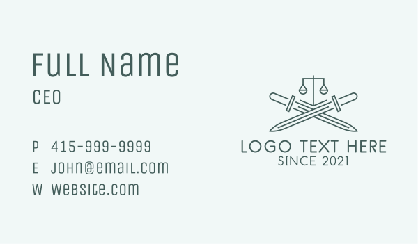 Legal Law Firm Sword Business Card Design