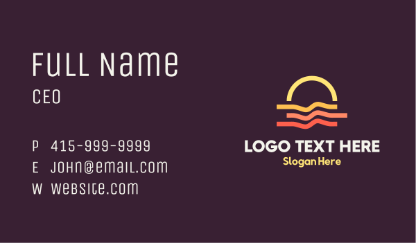 Beach Sunset Wave Business Card Design Image Preview