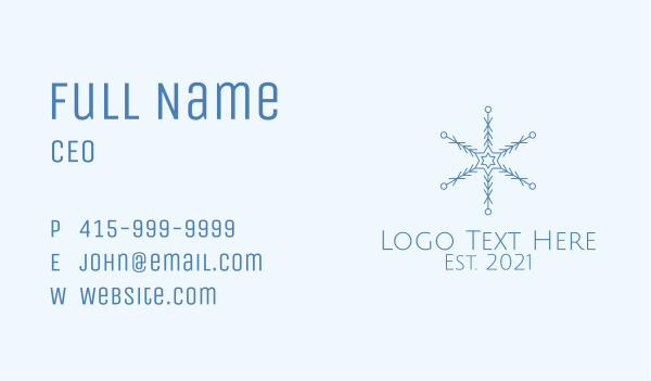 Blue Line Art Snowflake Business Card Design Image Preview