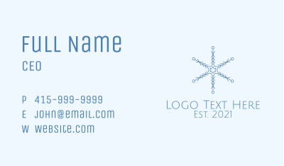 Blue Line Art Snowflake Business Card Image Preview