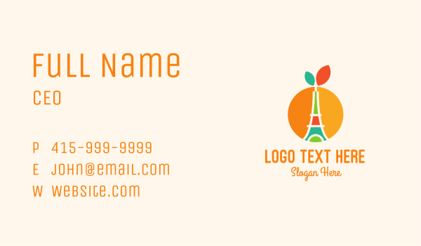 Orange Fruit Eiffel Tower Business Card Design Image Preview