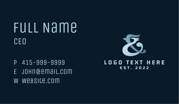 Bird Wings Ampersand Business Card Design Image Preview