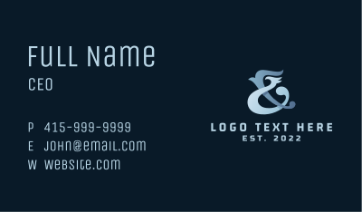 Bird Wings Ampersand Business Card Image Preview