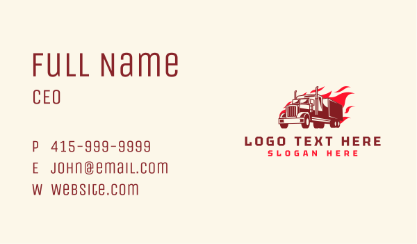 Flaming Truck Transport Business Card Design Image Preview