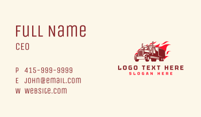 Flaming Truck Transport Business Card Image Preview