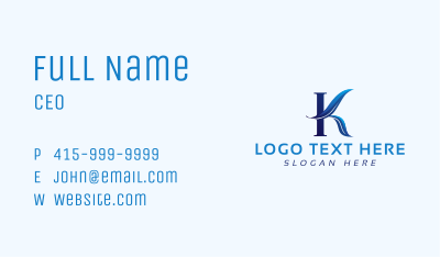 Quill Feather Letter K  Business Card Image Preview