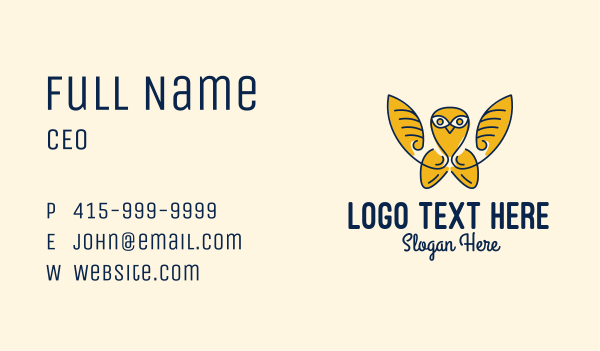 Gold Flying Owl Business Card Design Image Preview