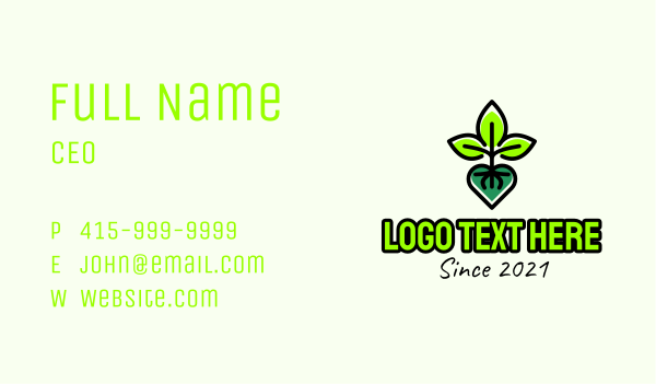 Eco Plant Heart Business Card Design Image Preview